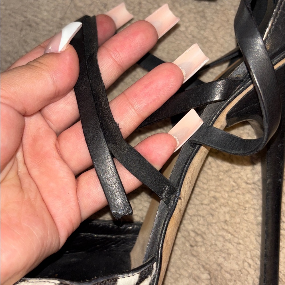 Jimmy Choo Black and White Strappy Zebra-Print Heels - Picture 5 of 5